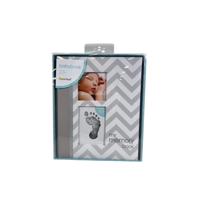 Pearhead Chevron Baby Memory Book, Grey