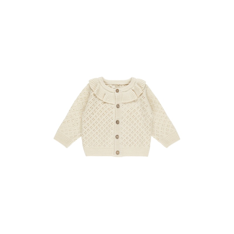 Quincy Mae Ruffle Collar Cardigan – Natural