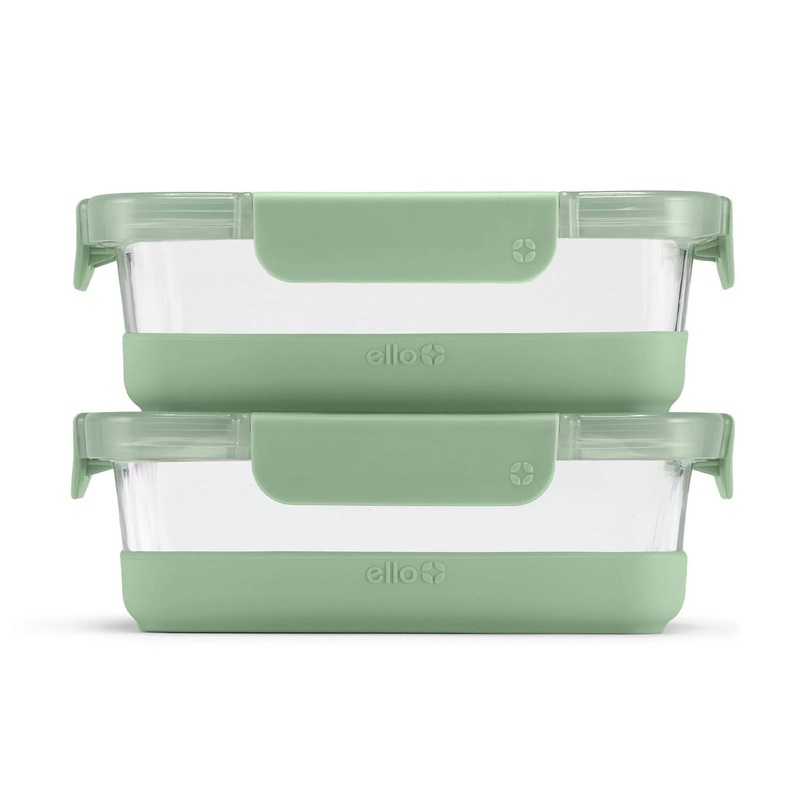 4pc 3.4c Glass Refresh Food Storage Container Set Green