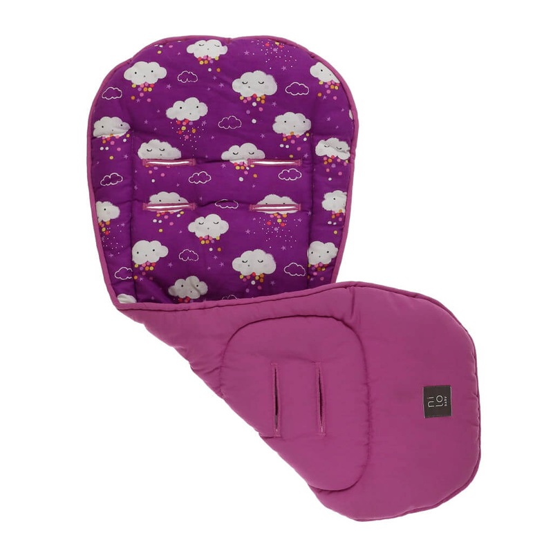 Long Stroller Mat Clouds/Purple/Trim Purple