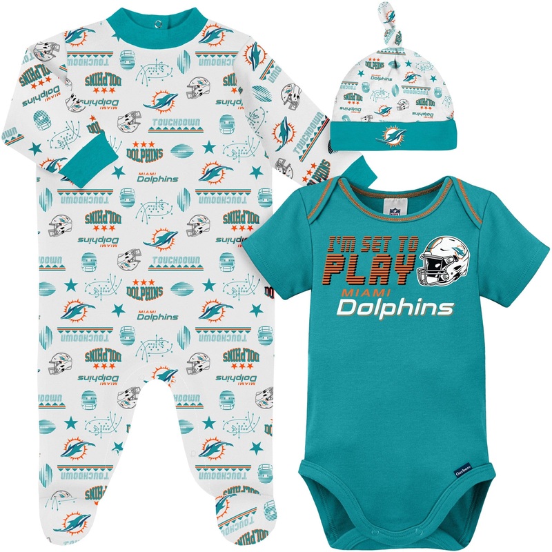 3-Piece Baby Boys Dolphins Bodysuit, Sleep ‘N Play & Cap Set