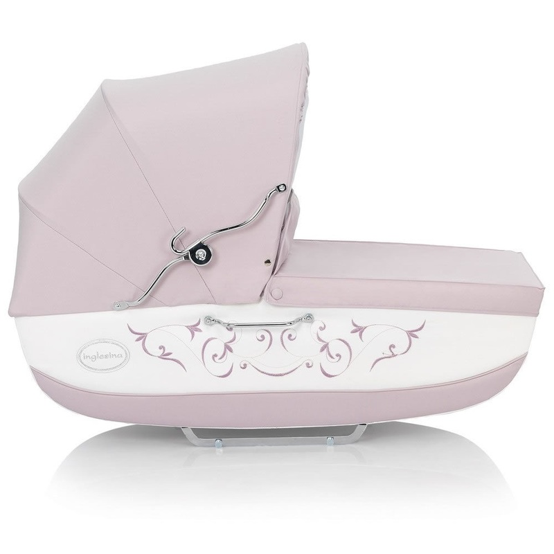 Inglesina Classica Bassinet with Diaper Bag in Pink/White