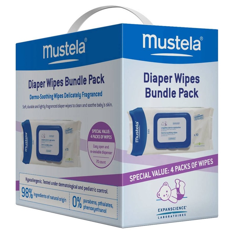 Mustela Diaper Wipes Bundle, Pack of 4