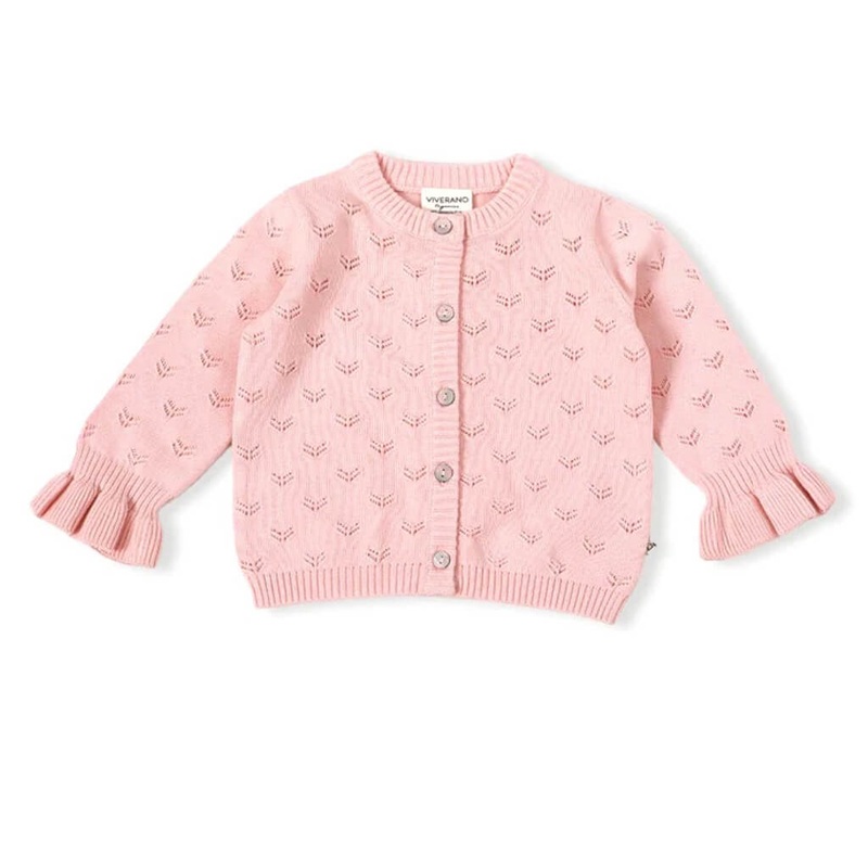 Pointelle Knit Ruffle Cardigan