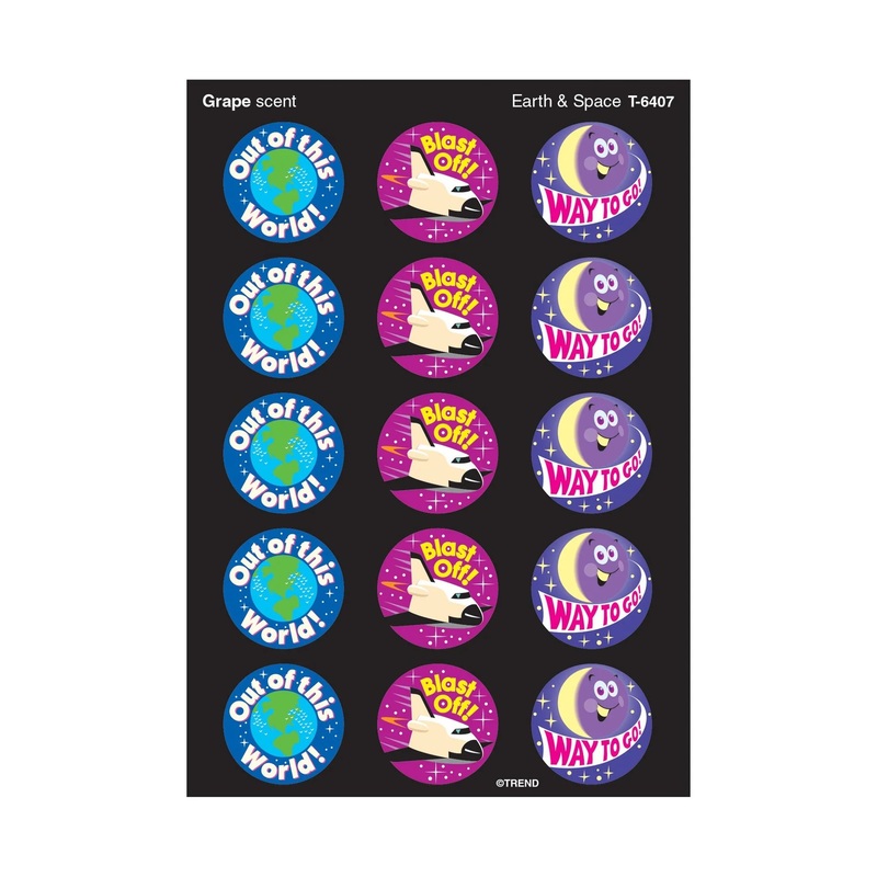 Earth & Space, Grape scent Scratch ‘n Sniff Stinky Stickers  Large Round