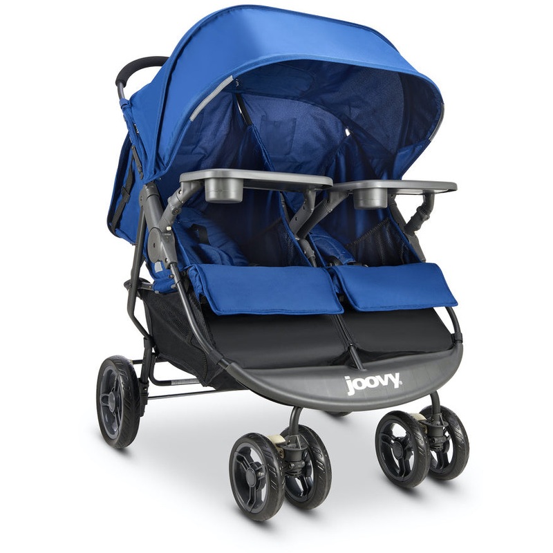 Joovy ScooterX2 Side by Side Double Stroller with Tray – Blueberry