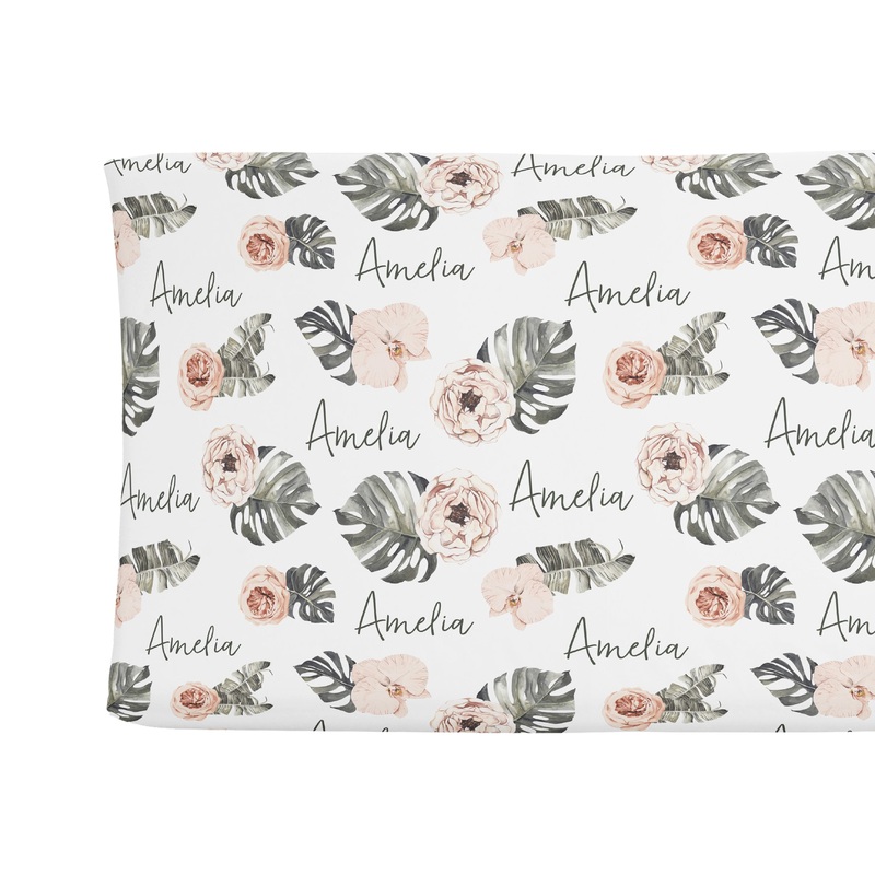 Sugar + Maple Changing Pad Cover – Tropical Boho Floral