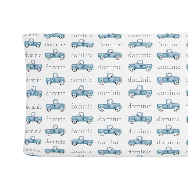 Sugar + Maple Changing Pad Cover – Truck Blue