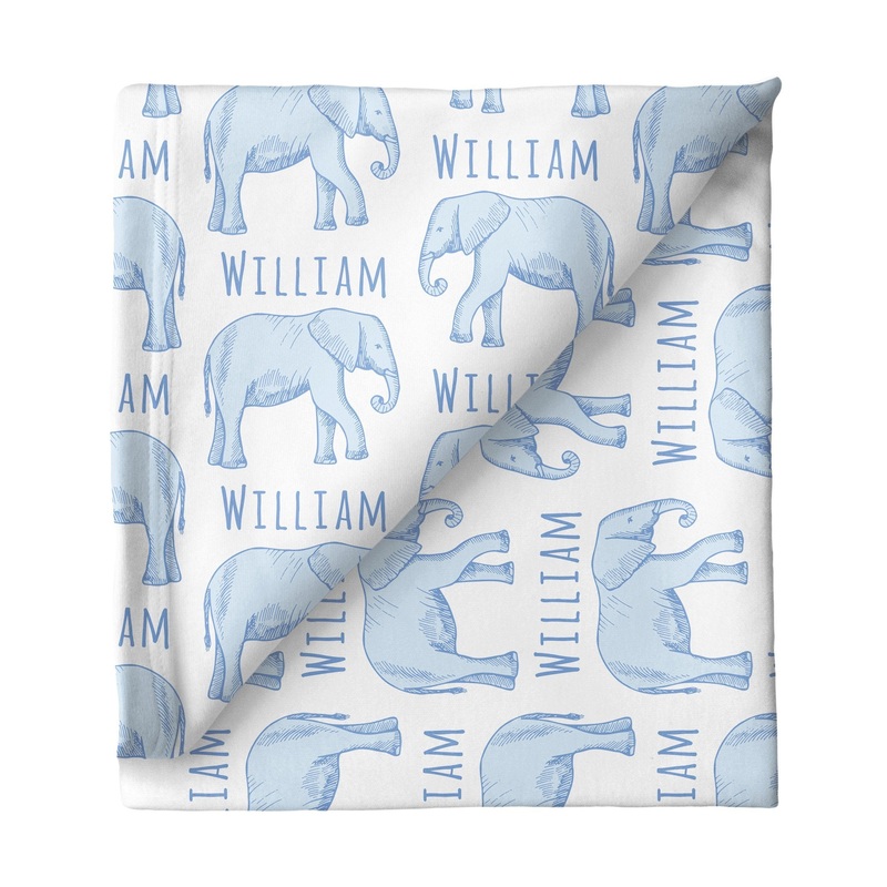 Sugar + Maple Small Stretchy Blanket – Elephant Blue