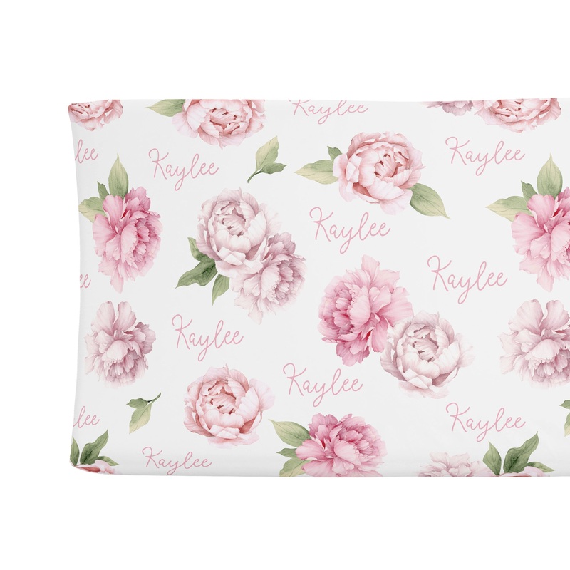 Sugar + Maple Changing Pad Cover – Pink Peonies
