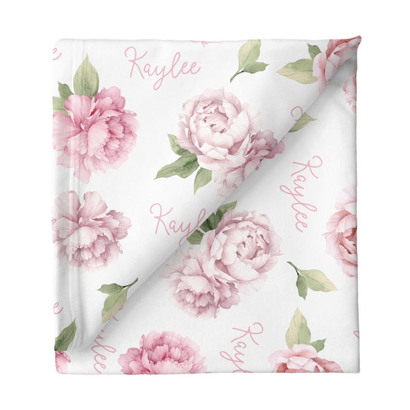 Sugar + Maple Small Stretchy Blanket – Pink Peonies