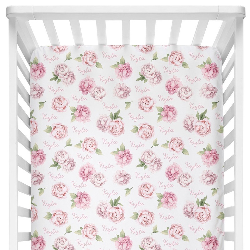 Sugar + Maple Crib Sheet – Pink Peonies