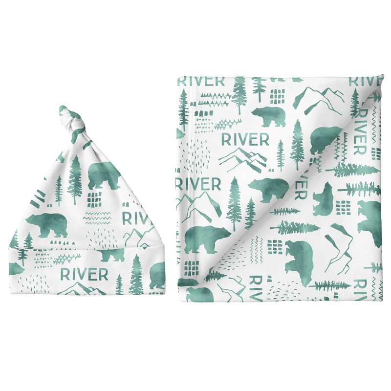 Sugar + Maple Small Blanket & Hat Set – Woodland Green