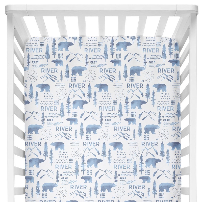 Sugar + Maple Crib Sheet – Woodland Blue