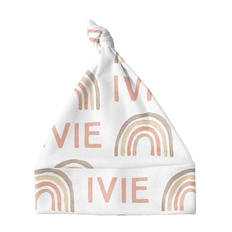 Sugar + Maple Knotted Baby Hat – Rainbow Neutral