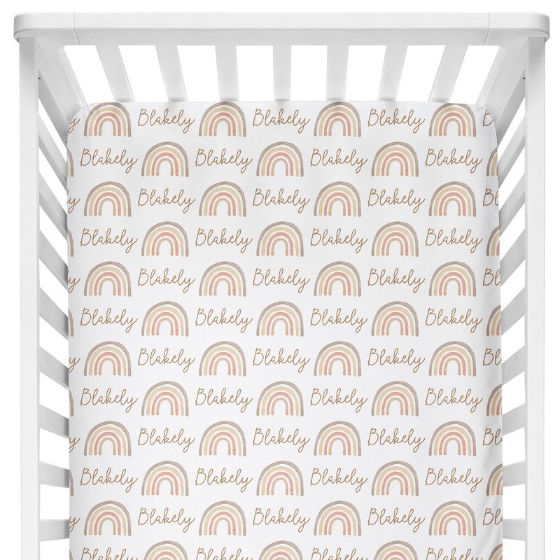 Sugar + Maple Crib Sheet – Rainbow Neutral