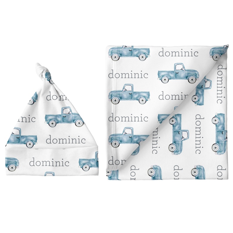 Sugar + Maple Large Blanket & Hat Set – Truck Blue