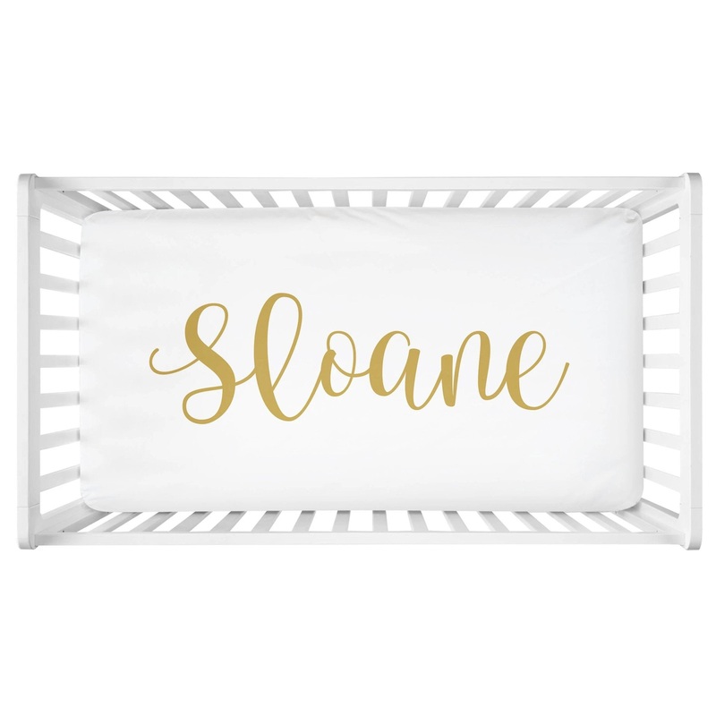 Sugar + Maple Personalized Crib Sheet – Centered Name
