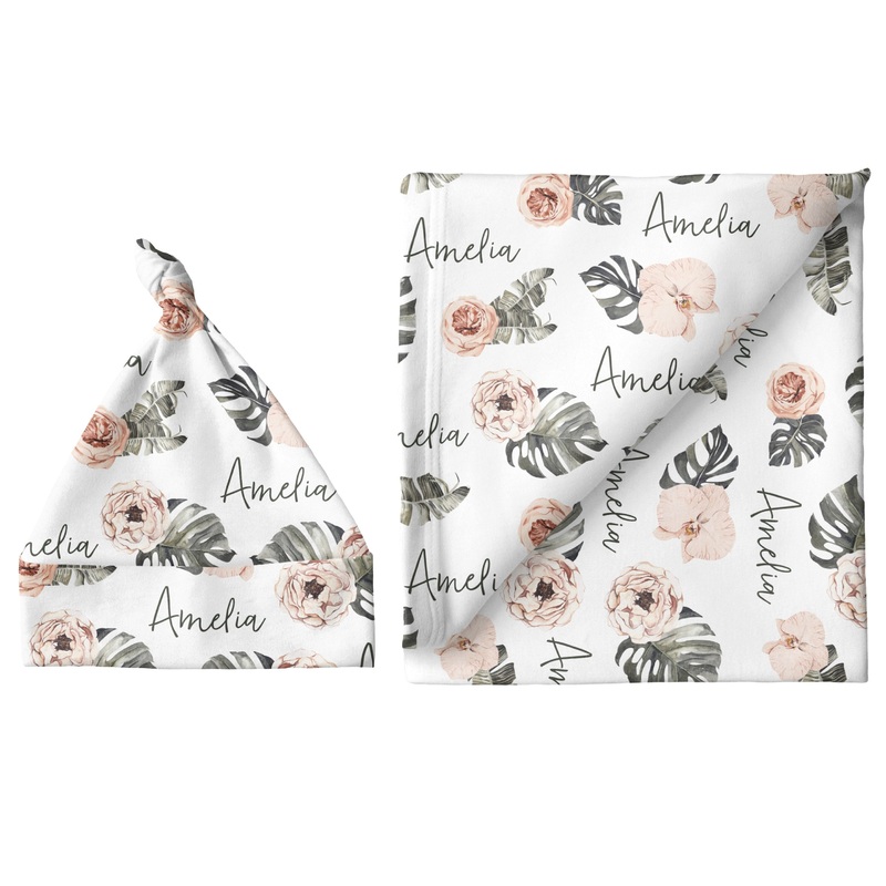 Sugar + Maple Small Blanket & Hat Set – Tropical Floral