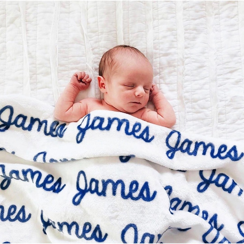 Sugar + Maple Plush Minky Personalized Blanket – Repeating Name