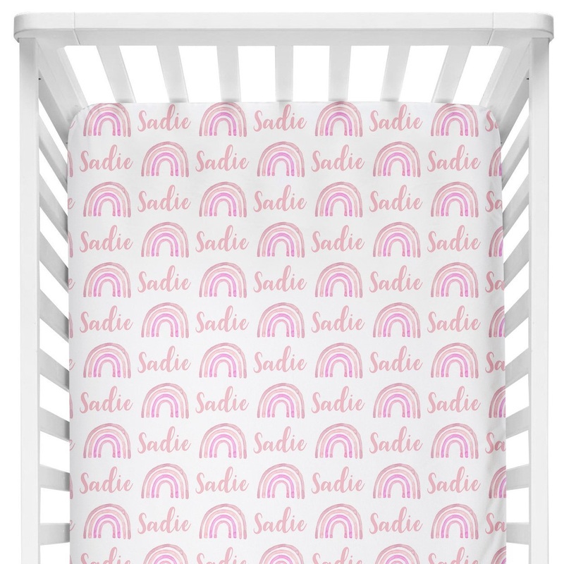 Sugar + Maple Crib Sheet – Rainbow Pink