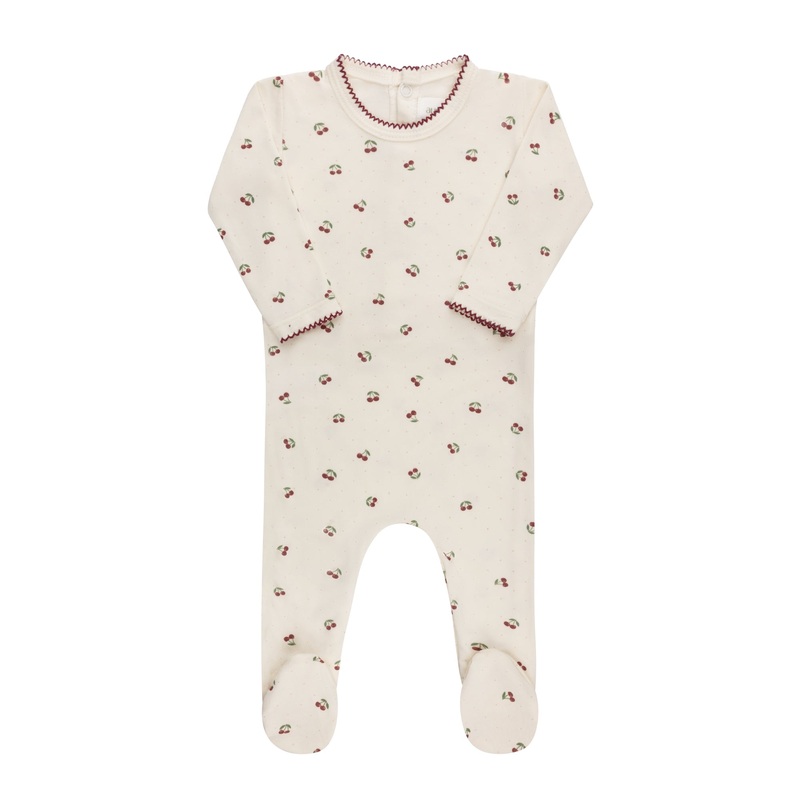 Baby Girl Footie | Modal Cherry Print | Ivory/Red | Aroura | SS25