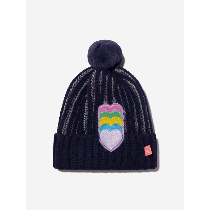 Billieblush Girls Hearts Bobble Hat in Navy
