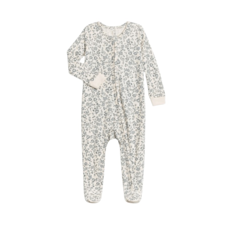 Colored Organics Peyton Footed Sleeper- Lena Floral / Mist