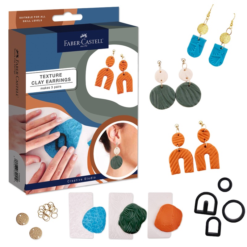 Texture Clay Earrings – Adult Craft Kit Makes 3 Pairs