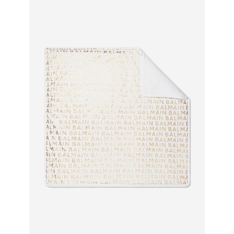 Balmain Baby Logo Print Blanket in Gold