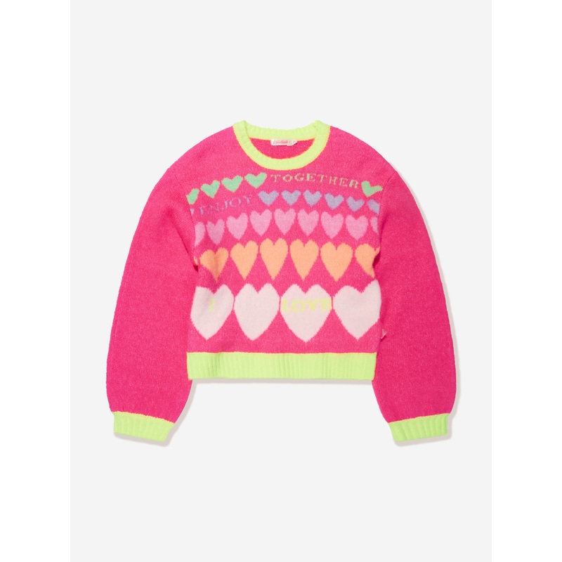 Billieblush Girls Knitted Hearts Jumper in Pink
