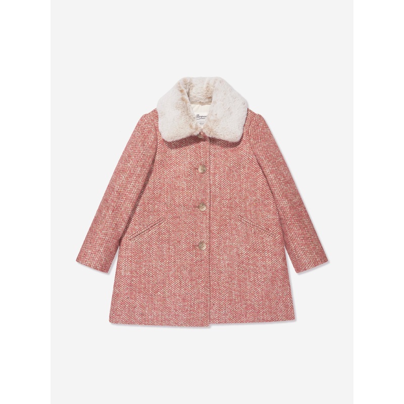 Bonpoint Girls Temaggie Wool Coat in Pink