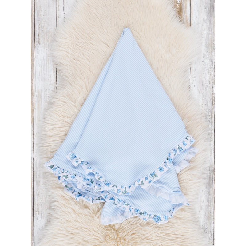 Cornflower Cottage Striped Ruffle Blanket