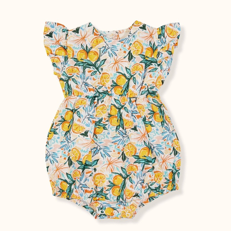 Lani Linen Romper (Orange Orchard)