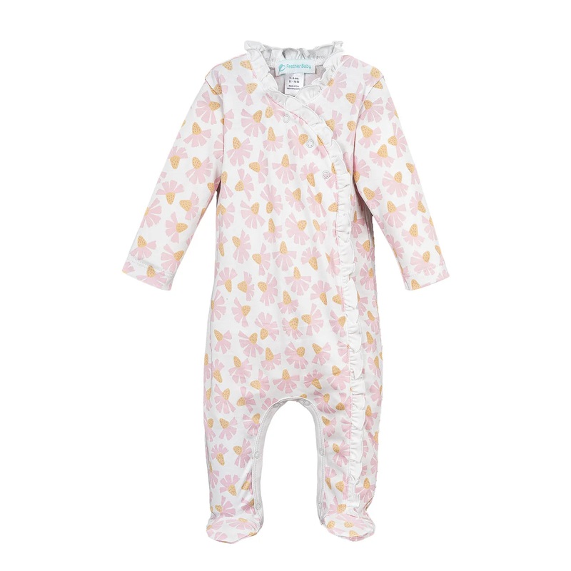 Pima Cotton Ruffle Kimono Footie – Madison In Pink