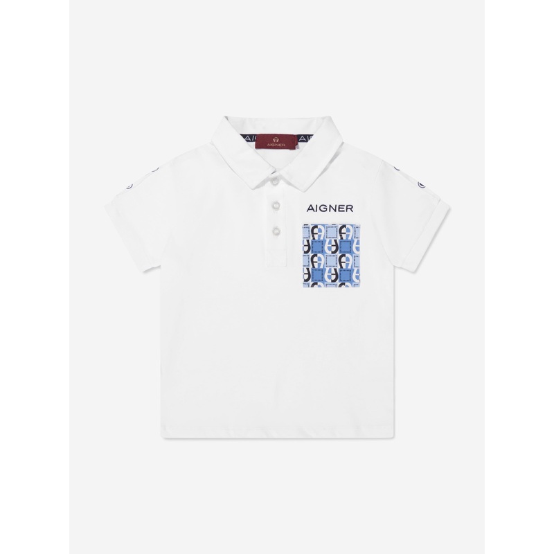 Aigner Boys Pocket Polo Shirt in White