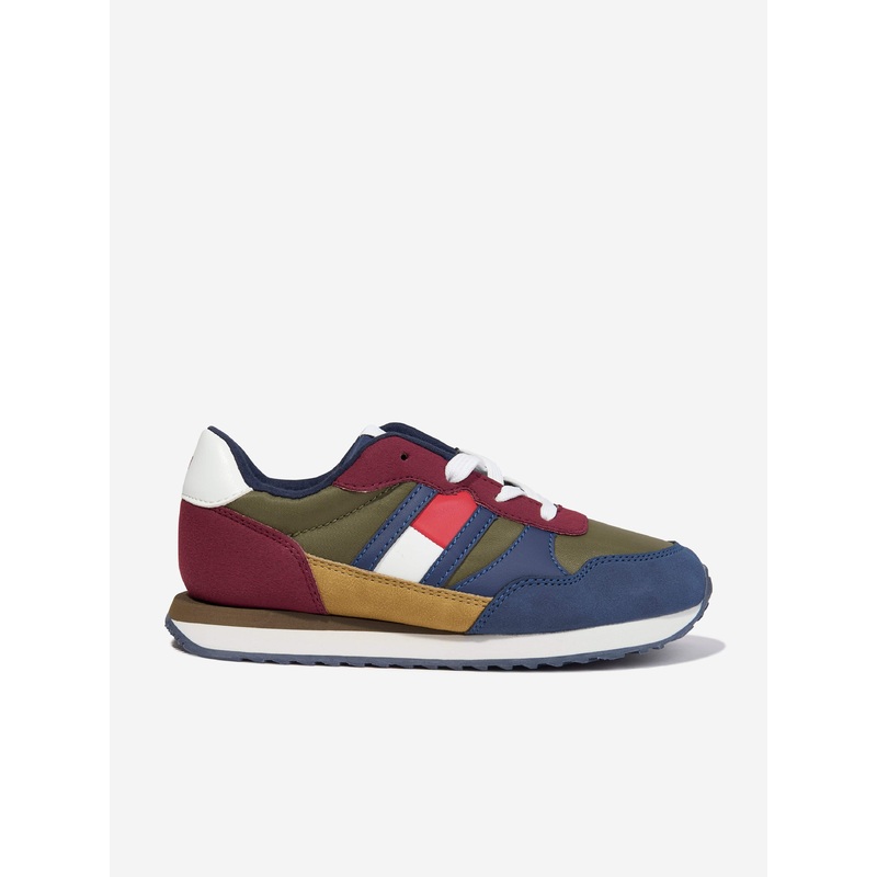 Tommy Hilfiger Kids Flag Low Cut Lace-Up Trainers in Multicoloured