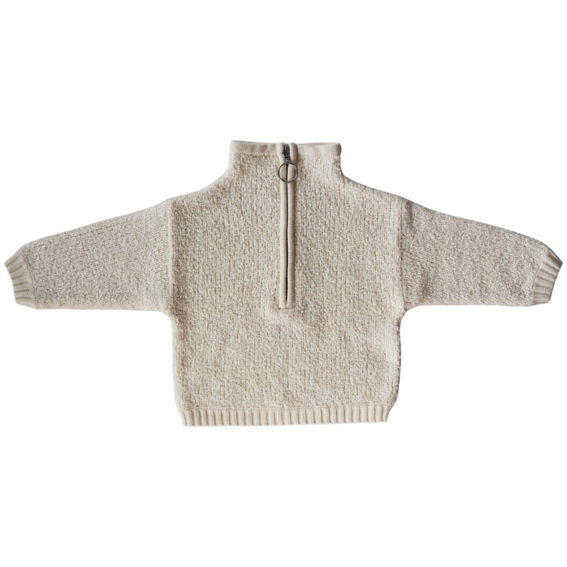 Zip Teddy Boucle Pullover | Vanilla