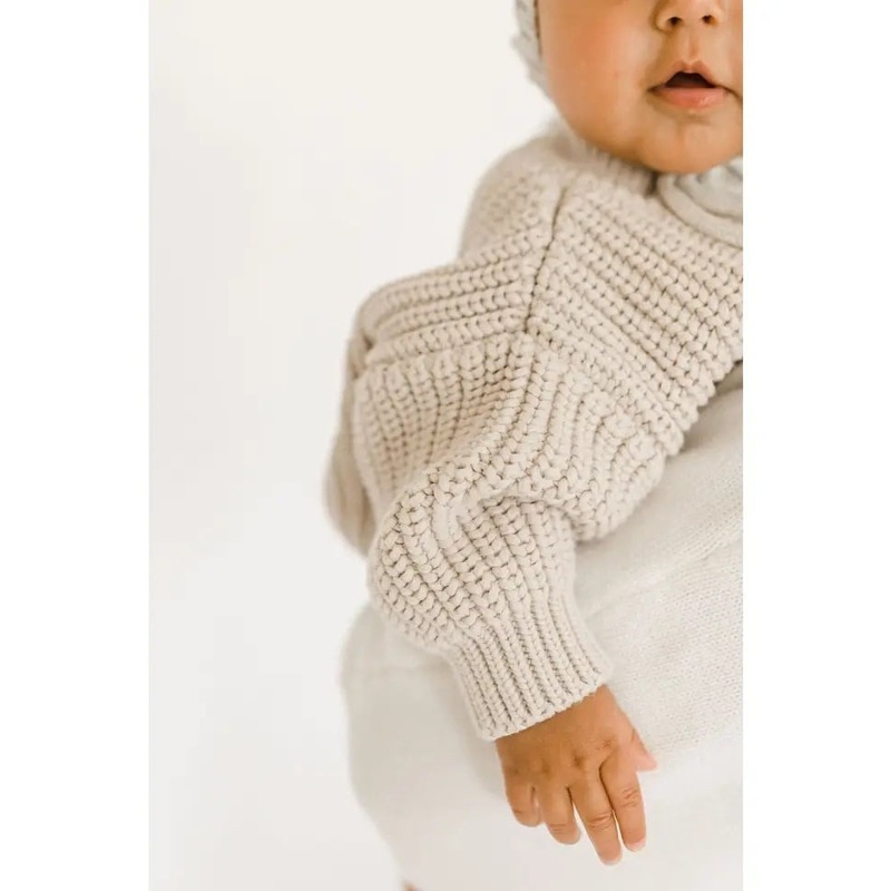 Baby Chunky Knit Sweater – Stone 1-2Y