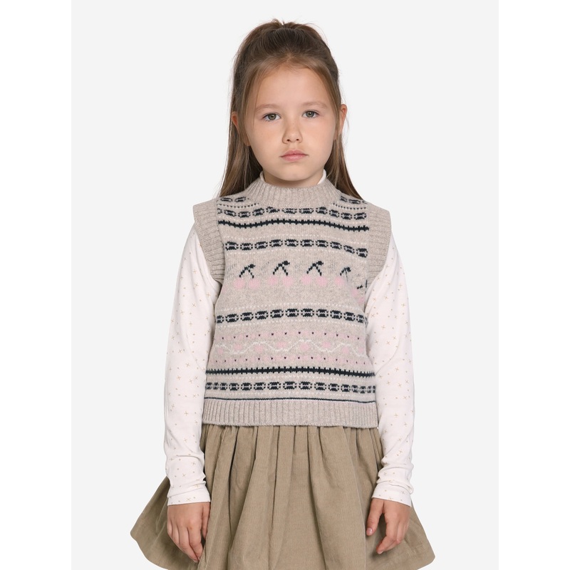 Bonpoint Girls Brianna Wool Vest in Grey