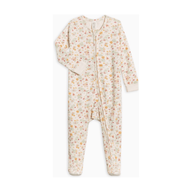 Colored Organics Peyton Zipper Sleeper- Bianca Floral/ Berry