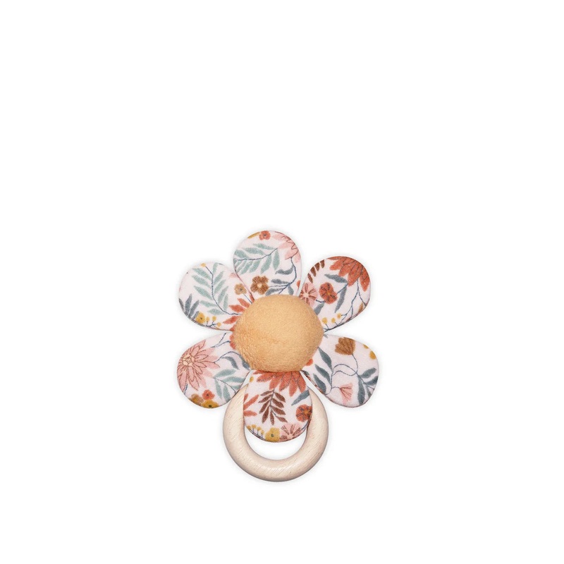 Flower Wood Ring Teething Toy – Zinnia Print