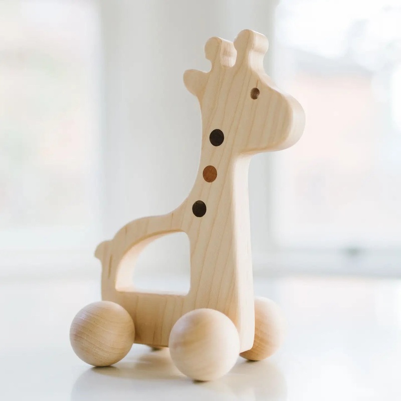 Giraffe Wooden Push Toy For Kids
