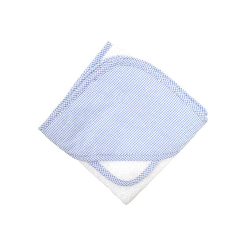 Small Blue Check Hooded Towel & Wash Cloth Set