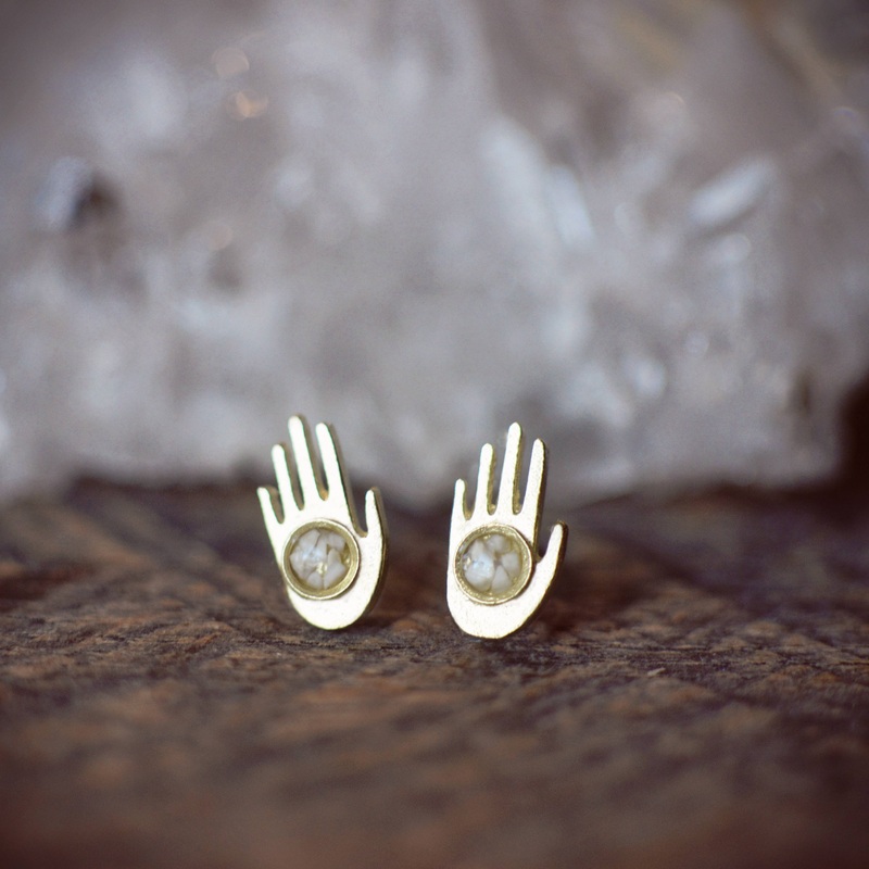 The Healing Hand Earrings with Gemstone Accent