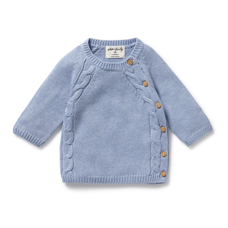 Wilson & Frenchy Blue Speckle Organic Knitted Kimono Cardigan