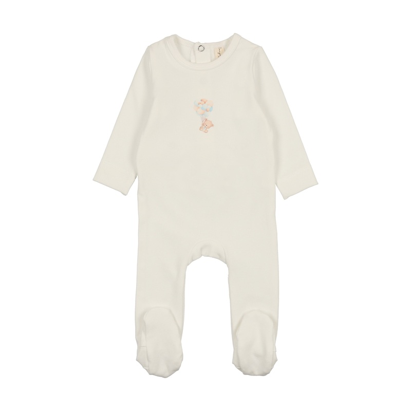 Baby Boy Footie | Teddy | Winter White/Blue | Bonjoy Baby