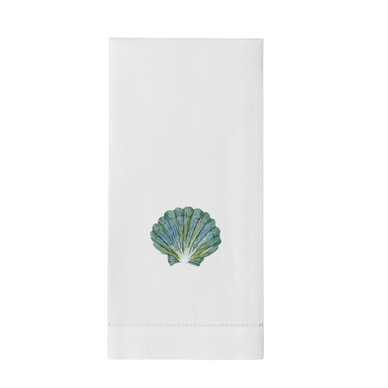 Shell Scallop Teal Hand Towel