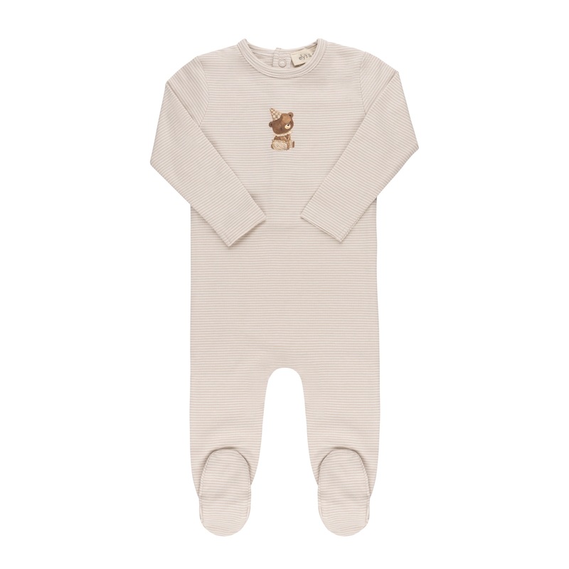 Baby Boy Footie | Organic Bear Collection | Tan | Ely’s & Co | SS25