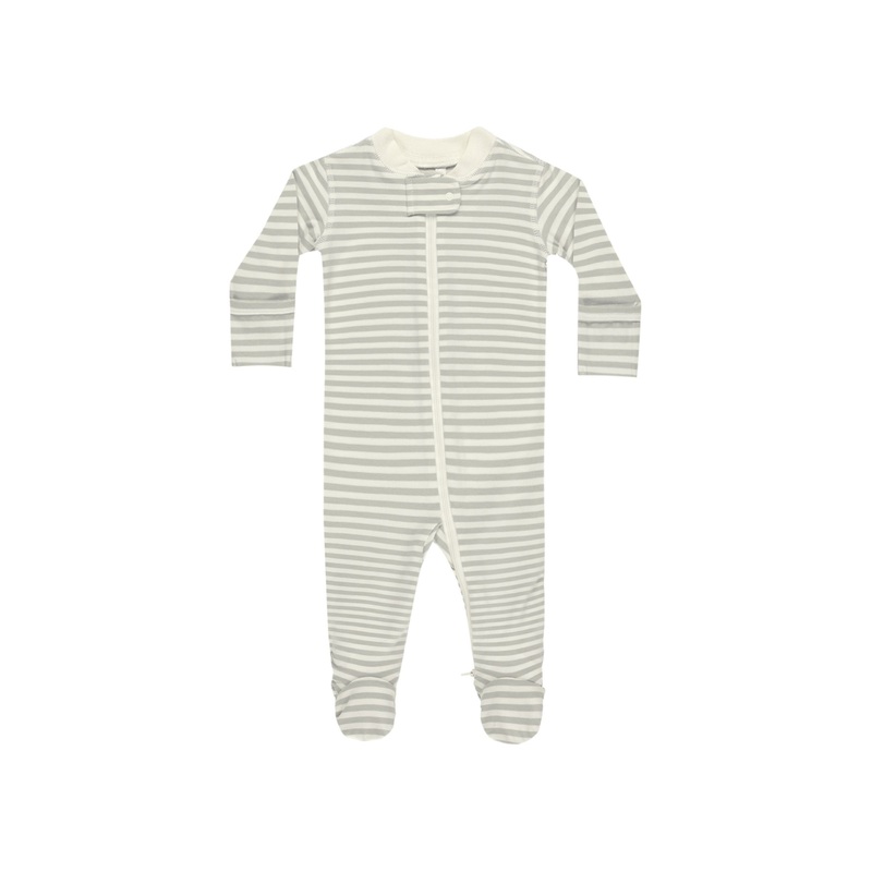 Zip Long Sleeve Sleeper Footie | Sage Stripe